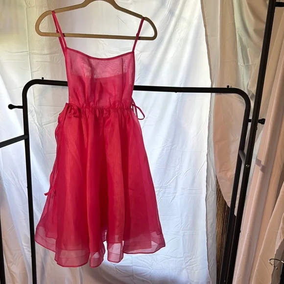 hot pink feather prom dress Sochi Gown Hot Pink Feather Evening Dress main image 1